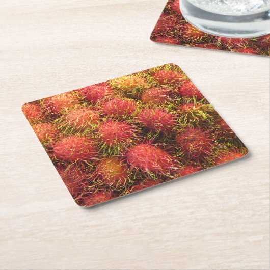 Rambutan Tropical Fruit Kartonnen Onderzetters (Schuin)