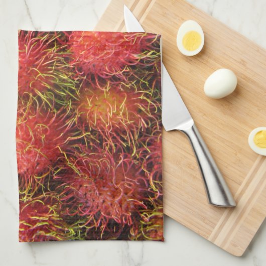 Rambutan Tropical Fruit Theedoek (Quarter Fold)