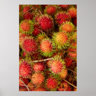 Rambutanfruit op de Can Duoc-markt Poster
