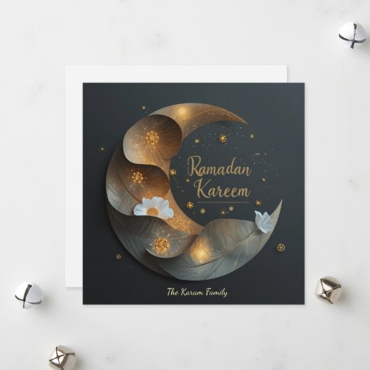 Ramdan Kareem Personalized  Hilal Elegant Card Feestdagenkaart (Voorkant / Achterkant in situ)