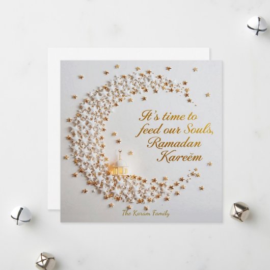 Ramdan Kareem Personalized Holiday  Hilal Card Feestdagenkaart (Voorkant / Achterkant in situ)