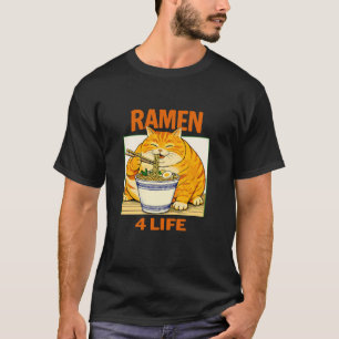 Ramen 4 Life Dikke Kat Die Noedels Eet Japans eten T-shirt