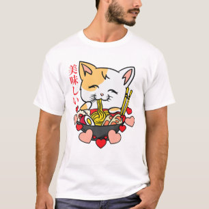 Ramen - Anime Cat - Manga Japanese Culture Art Blu T-shirt