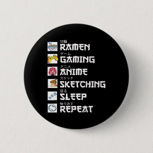 Ramen Anime Gamen Repeat Otaku Anime Manga Video Ronde Button 5,7 Cm