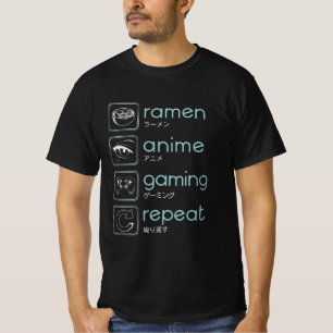 Ramen Anime Gaming Herhaal Anime en gaming routine T-shirt