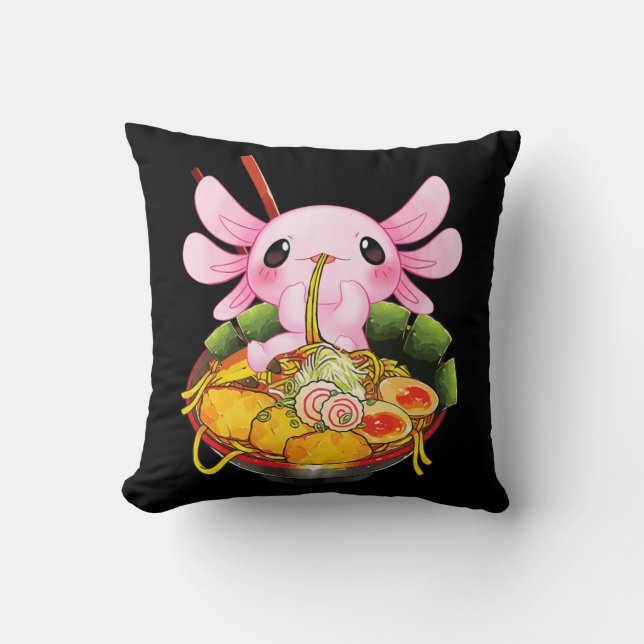 Ramen Axolotl Kawaii Anime Japans voedselmeisje Kussen (Voorkant)