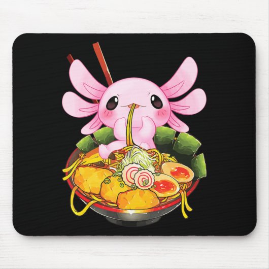 Ramen Axolotl Kawaii Anime Japans voedselmeisje Muismat (Voorkant)