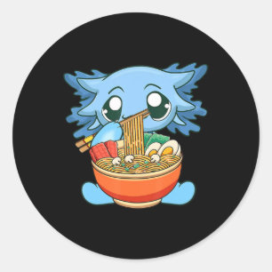 Ramen Axolotl Kawaii Anime Japans voedselmeisje Ronde Sticker