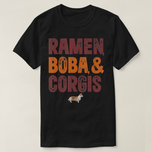 Ramen Boba en Corgi T-shirt (Design voorkant)