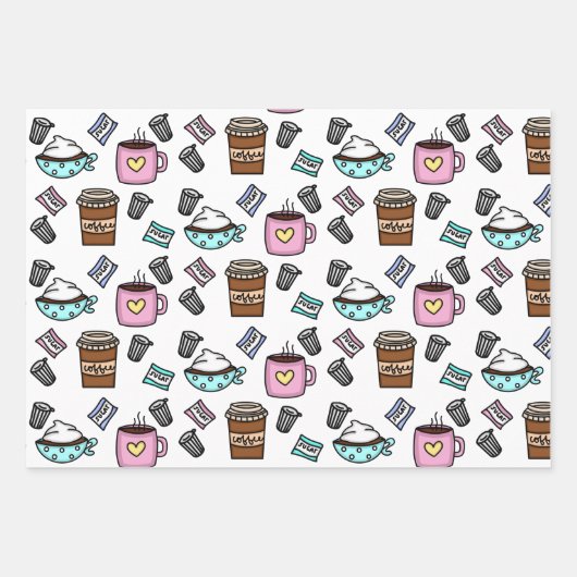 Ramen, Boba Tea en Coffee Birthday Inpakpapier Vel (Voorkant 3)