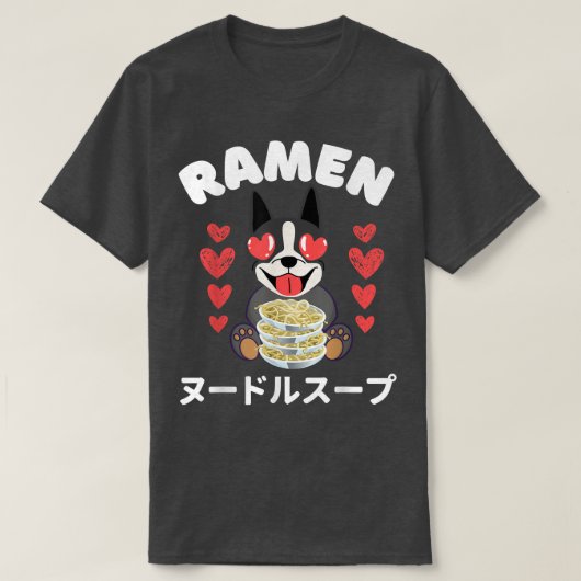 Ramen Boston Terrier T-shirt (Design voorkant)