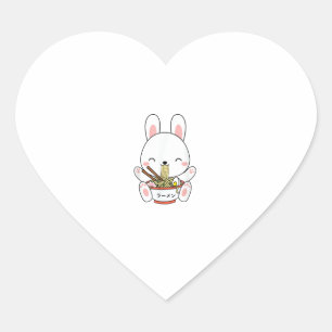 Ramen Bunny Bowl voor Kawaii Ramen Noodle Soup Lov Hart Sticker