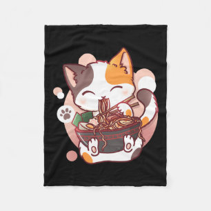 Ramen Cat Anime Bowl Kawaii Neko Japans Fleece Deken