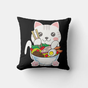 Ramen Cat Anime Bowl Kawaii Neko Japans voedsel Gi Kussen