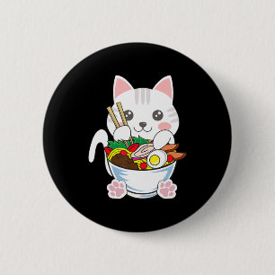 Ramen Cat Anime Bowl Kawaii Neko Japans voedsel Gi Ronde Button 5,7 Cm