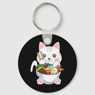 Ramen Cat Anime Bowl Kawaii Neko Japans voedsel Gi Sleutelhanger