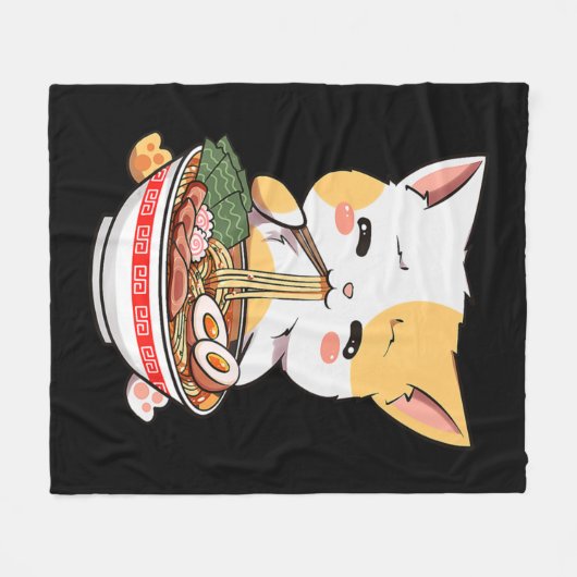Ramen Cat Anime Bowl Kawaii Neko Japanse Kinder Gi Fleece Deken (Voorkant (Horizontaal))