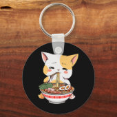 Ramen Cat Anime Bowl Kawaii Neko Japanse Kinder Gi Sleutelhanger (Voorkant)
