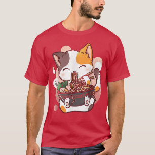 Ramen Cat Anime Bowl Kawaii Neko Japanse meisjes T T-shirt