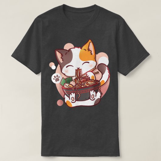 Ramen Cat Anime Bowl Kawaii Neko Japanse meisjes T T-shirt (Design voorkant)
