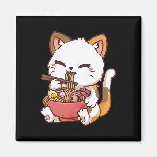Ramen Cat Anime Kawaii Cat Eating Ramen Magneet
