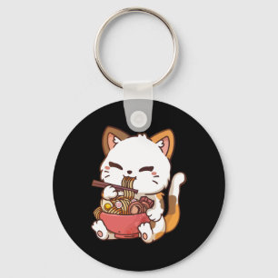 Ramen Cat Anime Kawaii Cat Eating Ramen Sleutelhanger