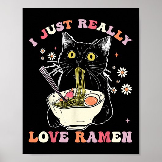Ramen Cat Anime Kawaii Kleding Otaku Kleding Mang Poster (Voorkant)