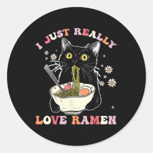 Ramen Cat Anime Kawaii Kleding Otaku Kleding Mang Ronde Sticker