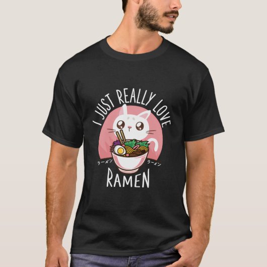Ramen Cat Anime Shirt - Kawaii Kleding Otaku Doek (Voorkant)