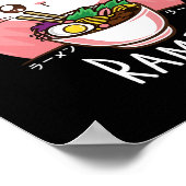 Ramen Cat Anime Shirt - Kawaii Kleding Otaku Doek Poster (Hoek)