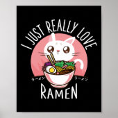 Ramen Cat Anime Shirt - Kawaii Kleding Otaku Doek Poster (Voorkant)