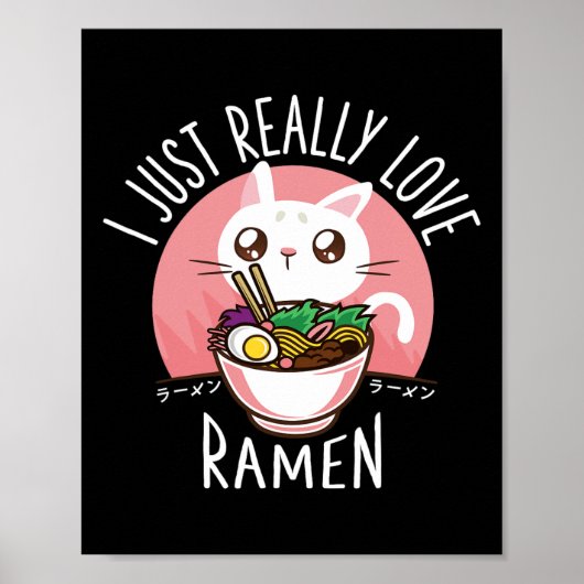 Ramen Cat Anime Shirt - Kawaii Kleding Otaku Doek Poster (Voorkant)