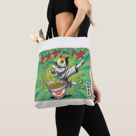 Ramen Cat Canvas tas (Dichtbij)