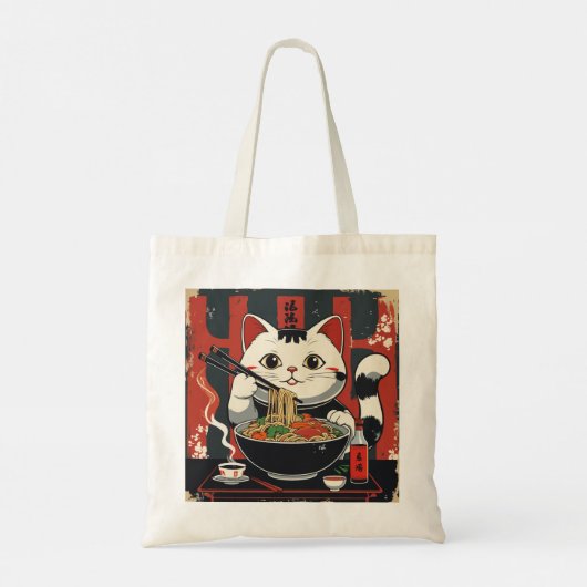 Ramen Cat Delight Canvas tas – Purfectly Noodle (Achterkant)