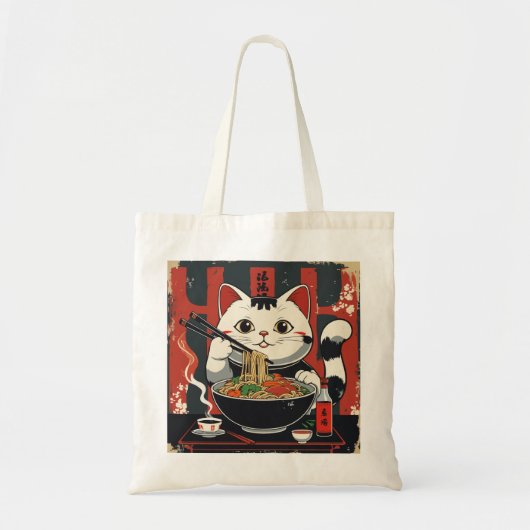 Ramen Cat Delight Canvas tas – Purfectly Noodle (Voorkant)