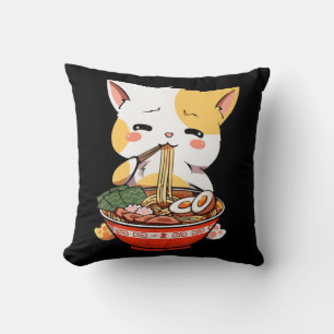 Ramen Cat Eating Noodles Kawaii Anime Merch Gift G Kussen