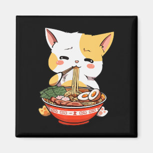 Ramen Cat Eating Noodles Kawaii Anime Merch Gift G Magneet