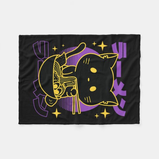 Ramen Cat Japans Fleece Deken (Voorkant (Horizontaal))