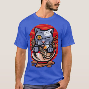 Ramen Cat Japanse Anime Kawaii Girls Officieel T-s T-shirt