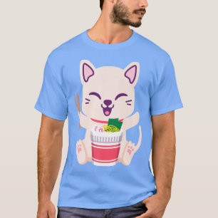 Ramen Cat Japanse Anime Kawaii Girls Officieel T-s T-shirt