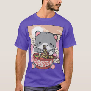 Ramen Cat Japanse Anime Kawaii klinken om Koreaans T-shirt