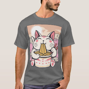 Ramen Cat Japanse Anime Kawaii klinken om Koreaans T-shirt