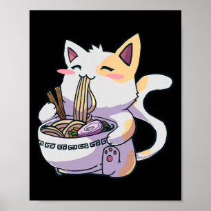 Ramen Cat Kawaii Anime Japanner Kawaii Neko Poster
