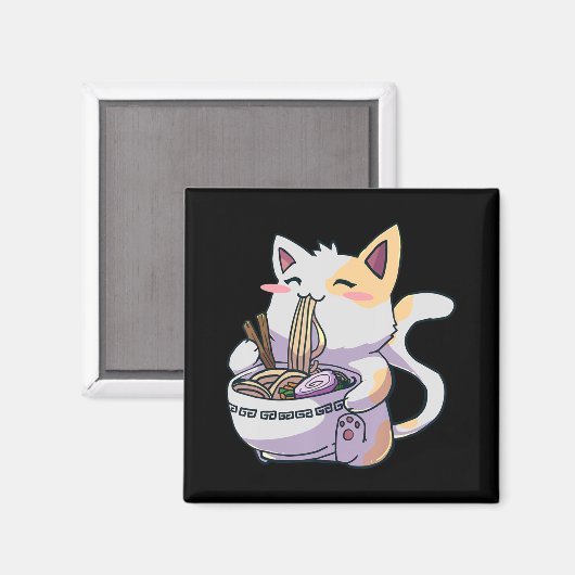 Ramen Cat Kawaii Anime Japanse Gift Magneet (Voorkant / Achterkant)