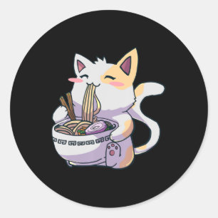 Ramen Cat Kawaii Anime Japanse Gift Ronde Sticker