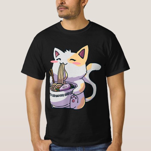 Ramen Cat Kawaii Anime Japanse Gift T-shirt (Voorkant)