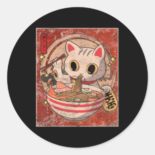 Ramen Cat Kawaii Anime Japanse voedselcadeaus Te Ronde Sticker