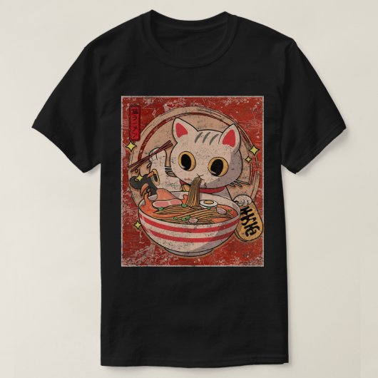 Ramen Cat Kawaii Anime Japanse voedselcadeaus Te T-shirt (Design voorkant)