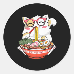 Ramen Cat Kawaii Anime Japanse voedselmeisjes Offi Ronde Sticker