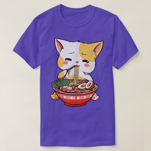 Ramen Cat Kawaii Anime Japanse voedselmeisjes T-shirt (Design voorkant)